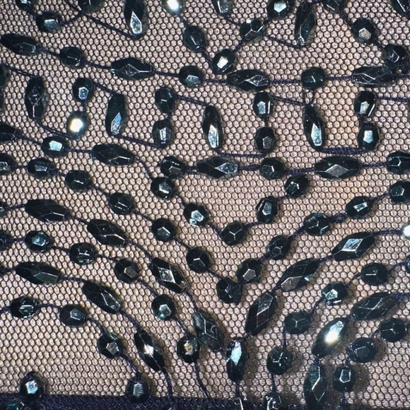 XScape Beaded Knee Length Bodycon Cocktail and Party Dress Sz 4 in Navy - Picture 11 of 12